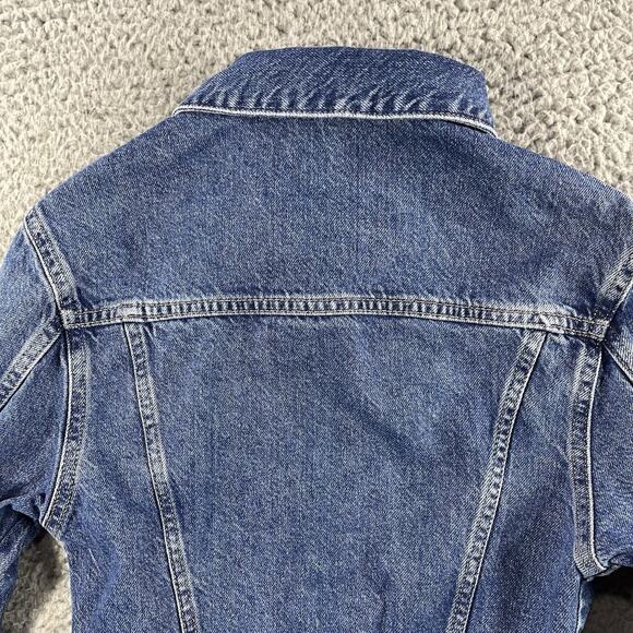 ZARA DENIM SHIRT DRESS MINI WOMENS XS BLUE BUTTON LONG SLEEVE BIKER TRUCKER JEAN - Picture 9 of 10